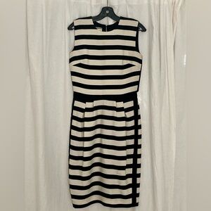 By Malene Birger Black and Cream Striped Midi Dress